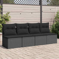 vidaXL Sofa ogrodowa z poduszkami, 4-osobowa, czarna, z polirattanu