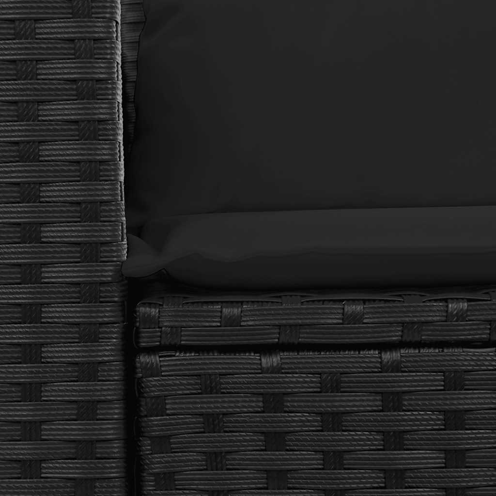 vidaXL Sofa ogrodowa z poduszkami, 2-osobowa, czarna, polirattan