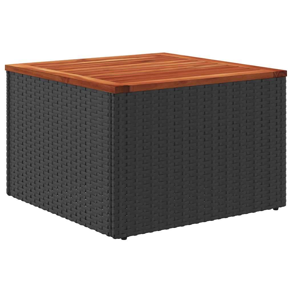 vidaXL Stół ogrodowy czarny 55x55x37 cm z polirattanu i drewna akacjowego