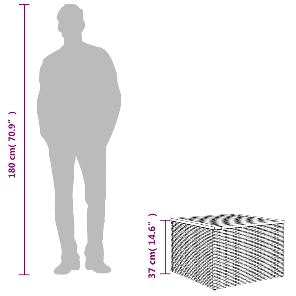 vidaXL Stół ogrodowy czarny 55x55x37 cm z polirattanu i drewna akacjowego