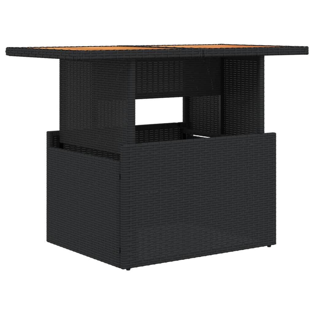vidaXL Stół ogrodowy, czarny, 100x55x73 cm, polirattan i akacja