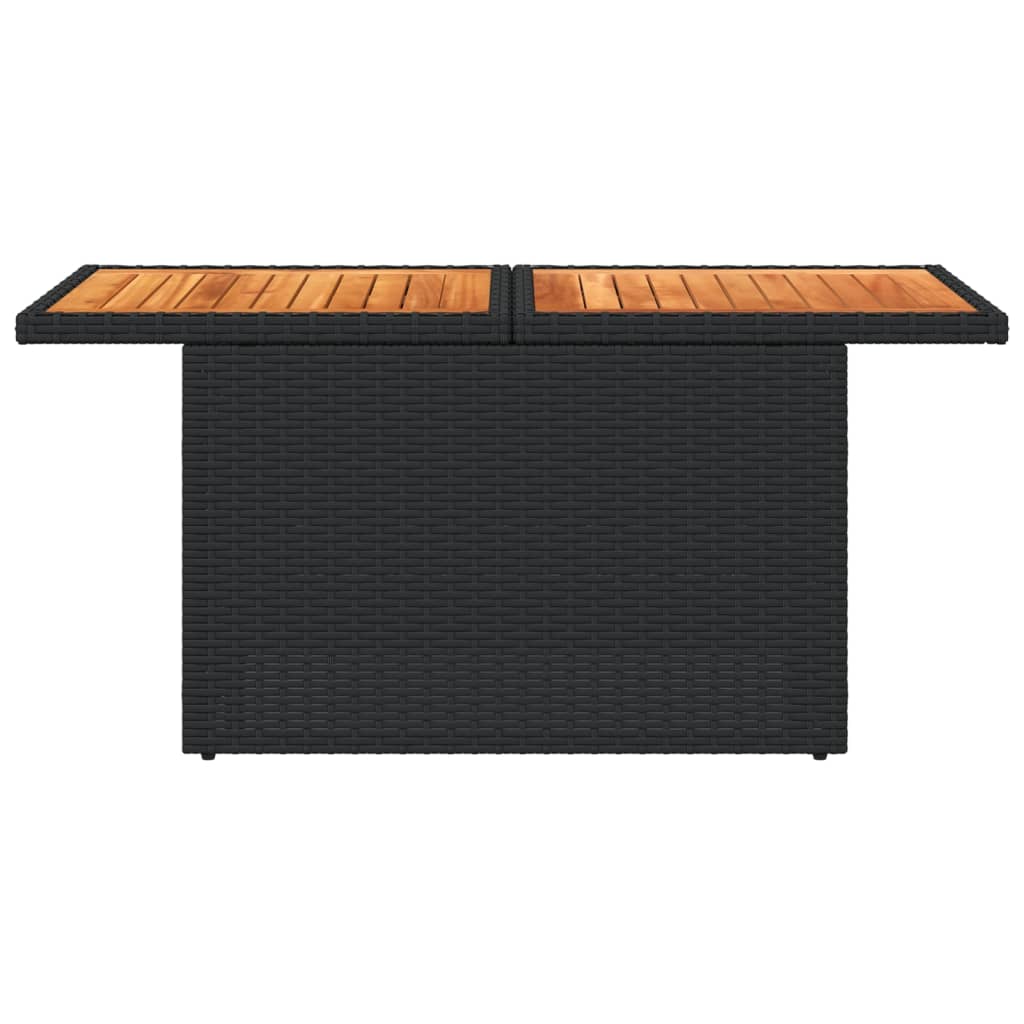 vidaXL Stół ogrodowy, czarny, 100x55x73 cm, polirattan i akacja