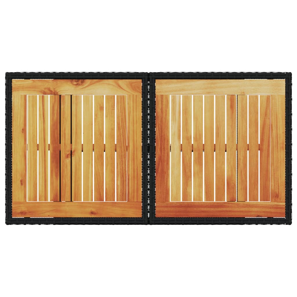 vidaXL Stół ogrodowy, czarny, 100x55x73 cm, polirattan i akacja