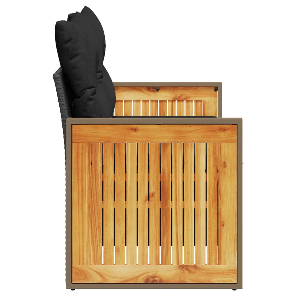 vidaXL Sofa ogrodowa z poduszkami, 2-osobowa, czarna, polirattan