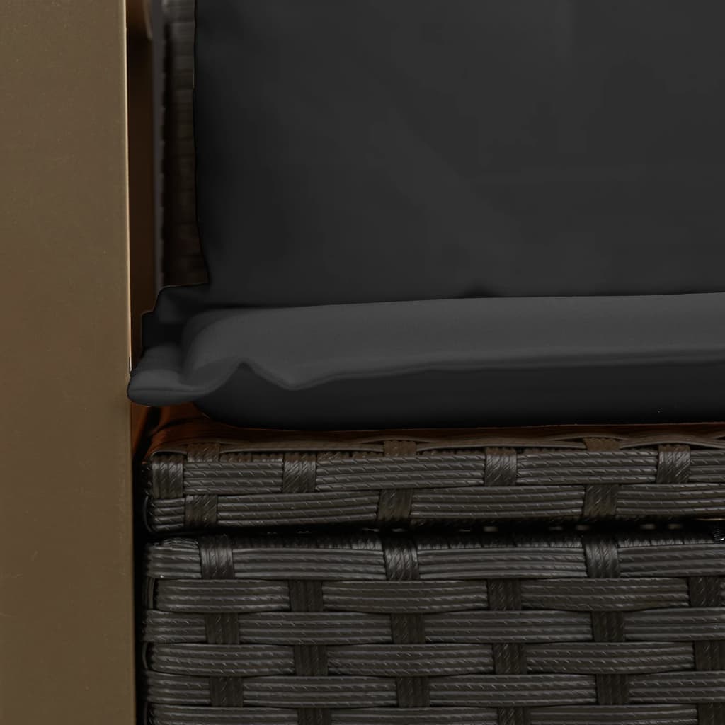vidaXL Sofa ogrodowa z poduszkami, 2-osobowa, czarna, polirattan