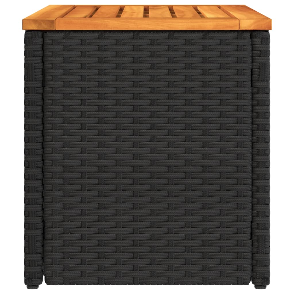 vidaXL Stoliki ogrodowe, 2 szt, czarne, 55x34x37cm, rattan PE i drewno