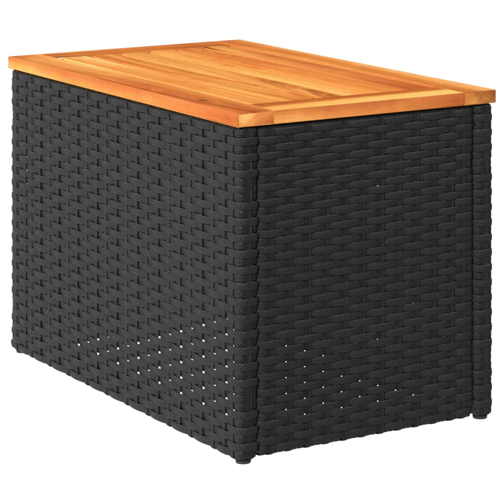 vidaXL Stoliki ogrodowe, 2 szt, czarne, 55x34x37cm, rattan PE i drewno