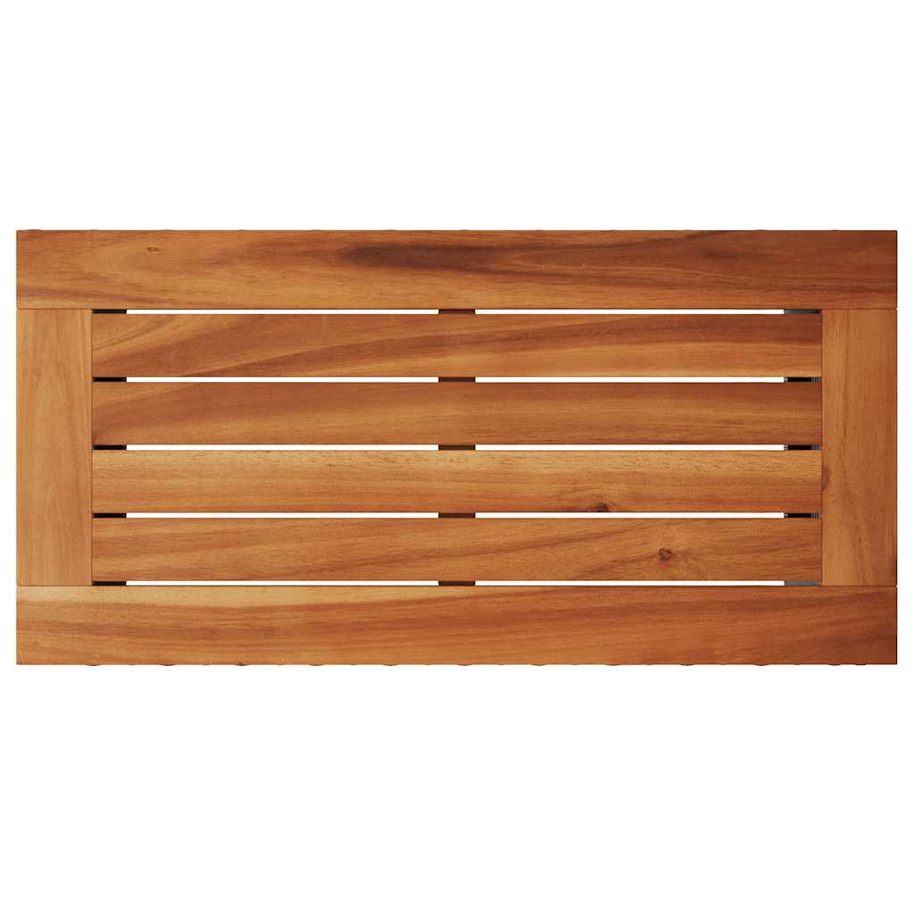 vidaXL Stolik ogrodowy z drewnianym blatem, czarny, 58x27,5x55 cm, polirattan