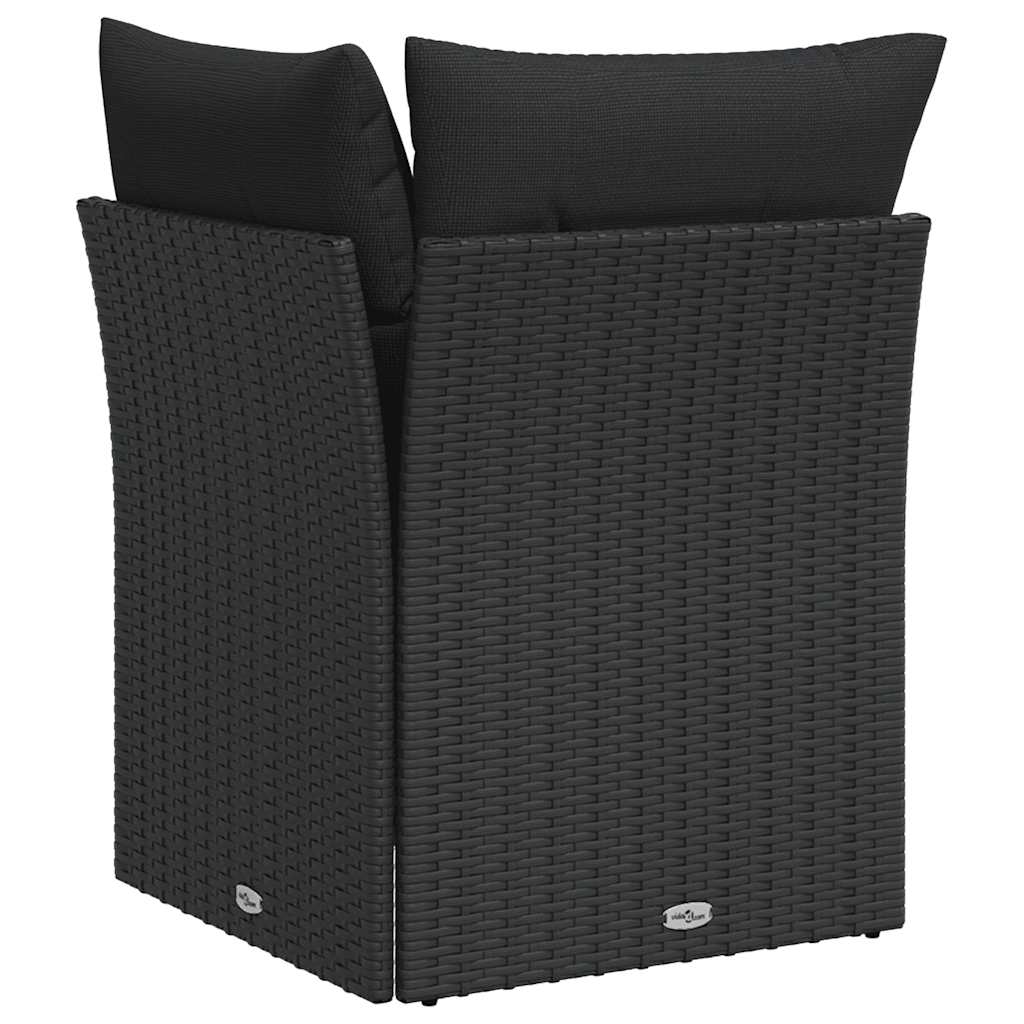 vidaXL Narożna sofa ogrodowa z poduszkami, czarny polirattan