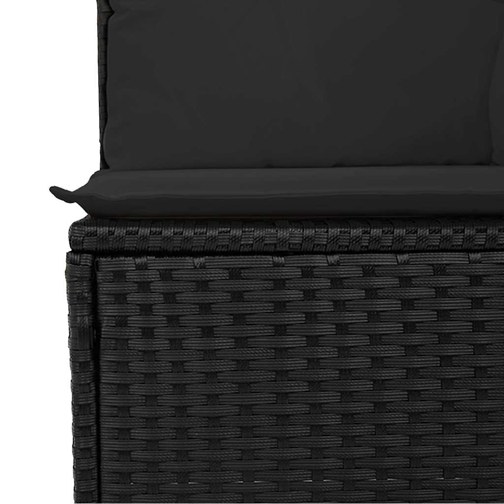 vidaXL Narożna sofa ogrodowa z poduszkami, czarny polirattan