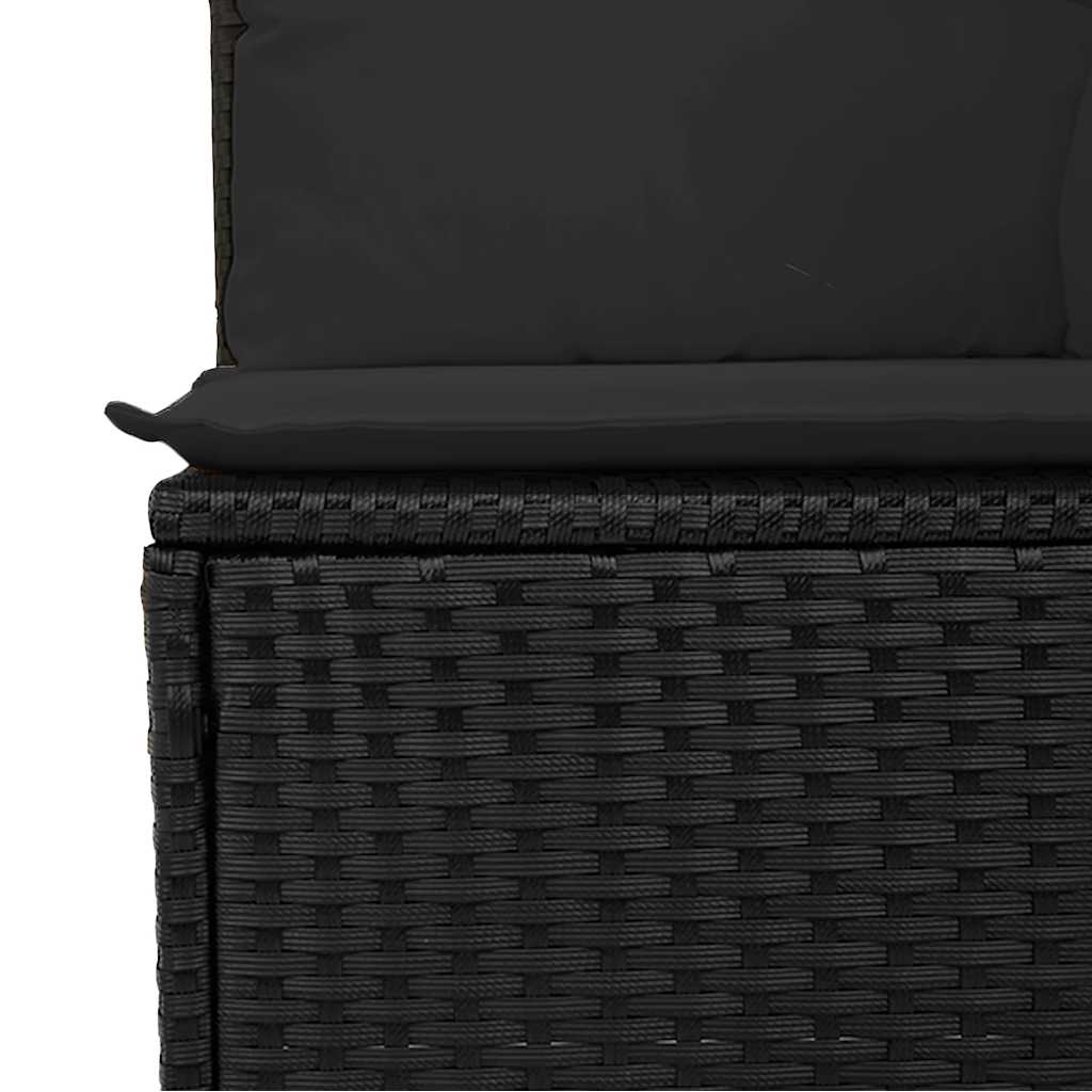 vidaXL Sofa ogrodowa z poduszkami, 3-osobowa, czarna, z polirattanu