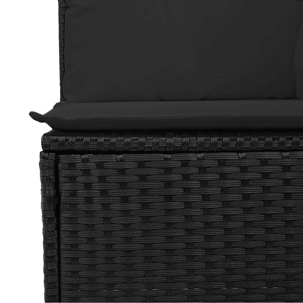 vidaXL Sofa ogrodowa z poduszkami, 3-osobowa, czarna, z polirattanu