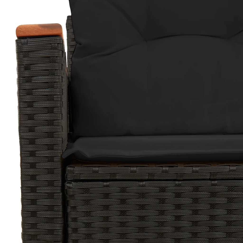 vidaXL Sofa ogrodowa z poduszkami, 2-osobowa, czarna, polirattan