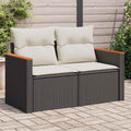 vidaXL Sofa ogrodowa z poduszkami, 2-osobowa, czarna, polirattan