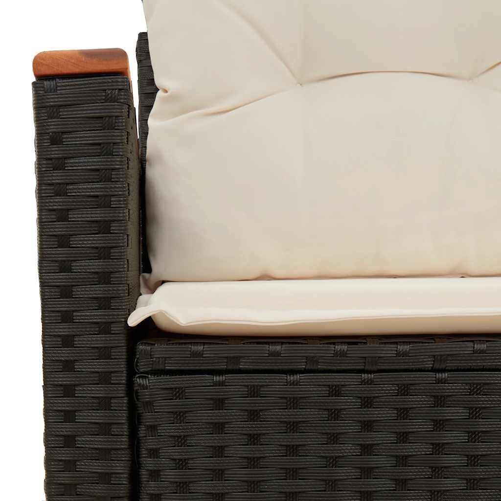 vidaXL Sofa ogrodowa z poduszkami, 2-osobowa, czarna, polirattan