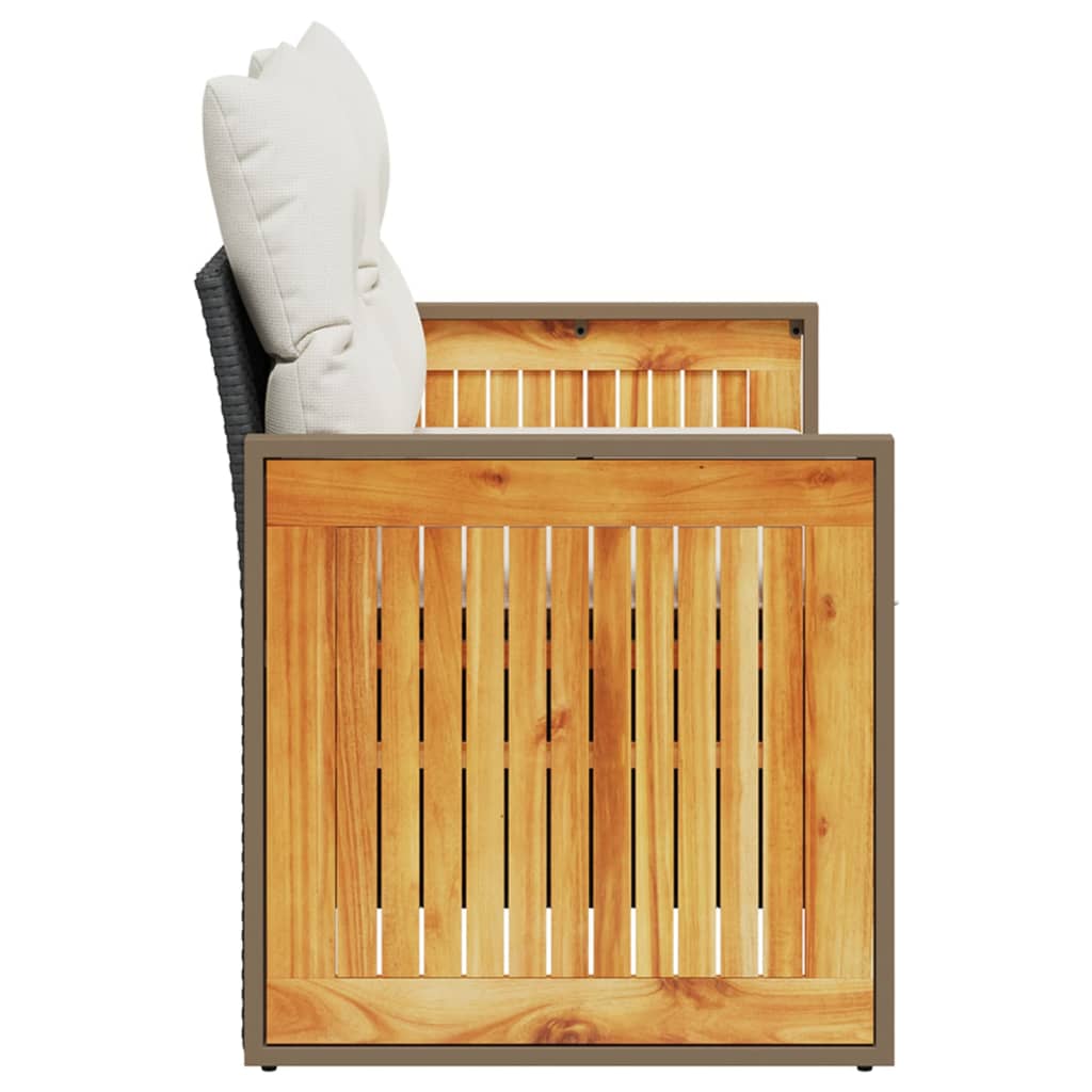 vidaXL Sofa ogrodowa z poduszkami, 2-osobowa, czarna, polirattan