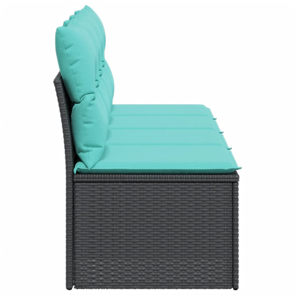 vidaXL Sofa ogrodowa z poduszkami, 4-osobowa, czarna, polirattan