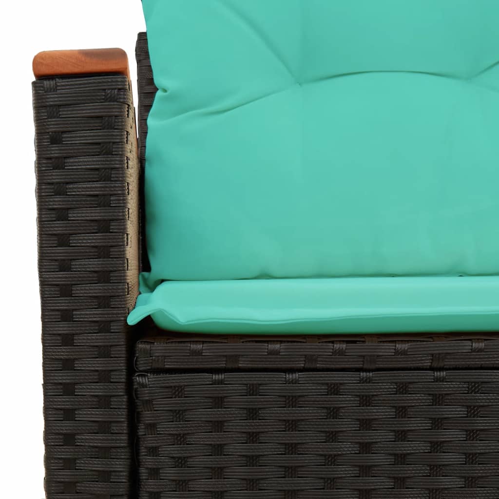 vidaXL Sofa ogrodowa z poduszkami 2-osobowa czarny polirattan