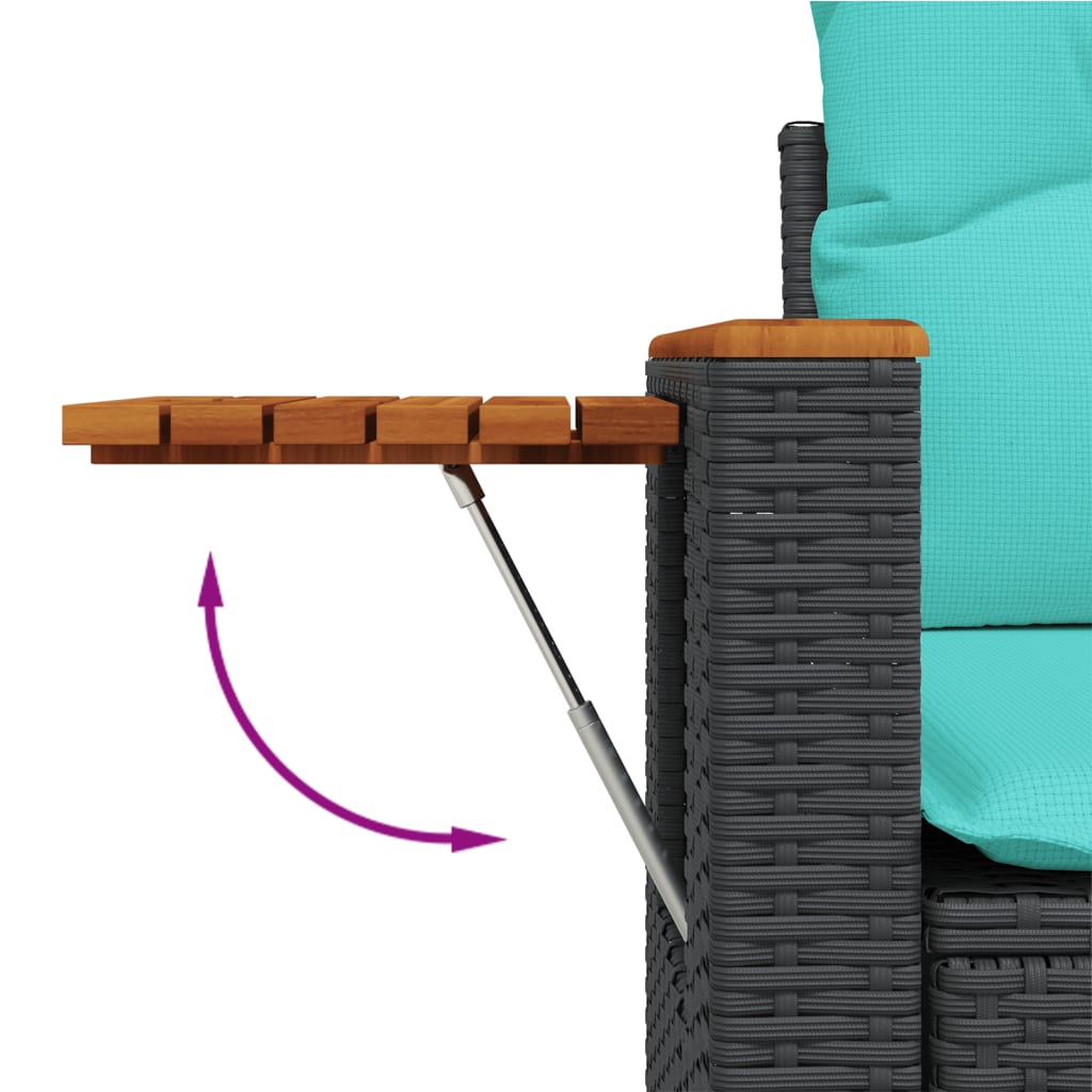 vidaXL Sofa ogrodowa z poduszkami 2-osobowa czarny polirattan