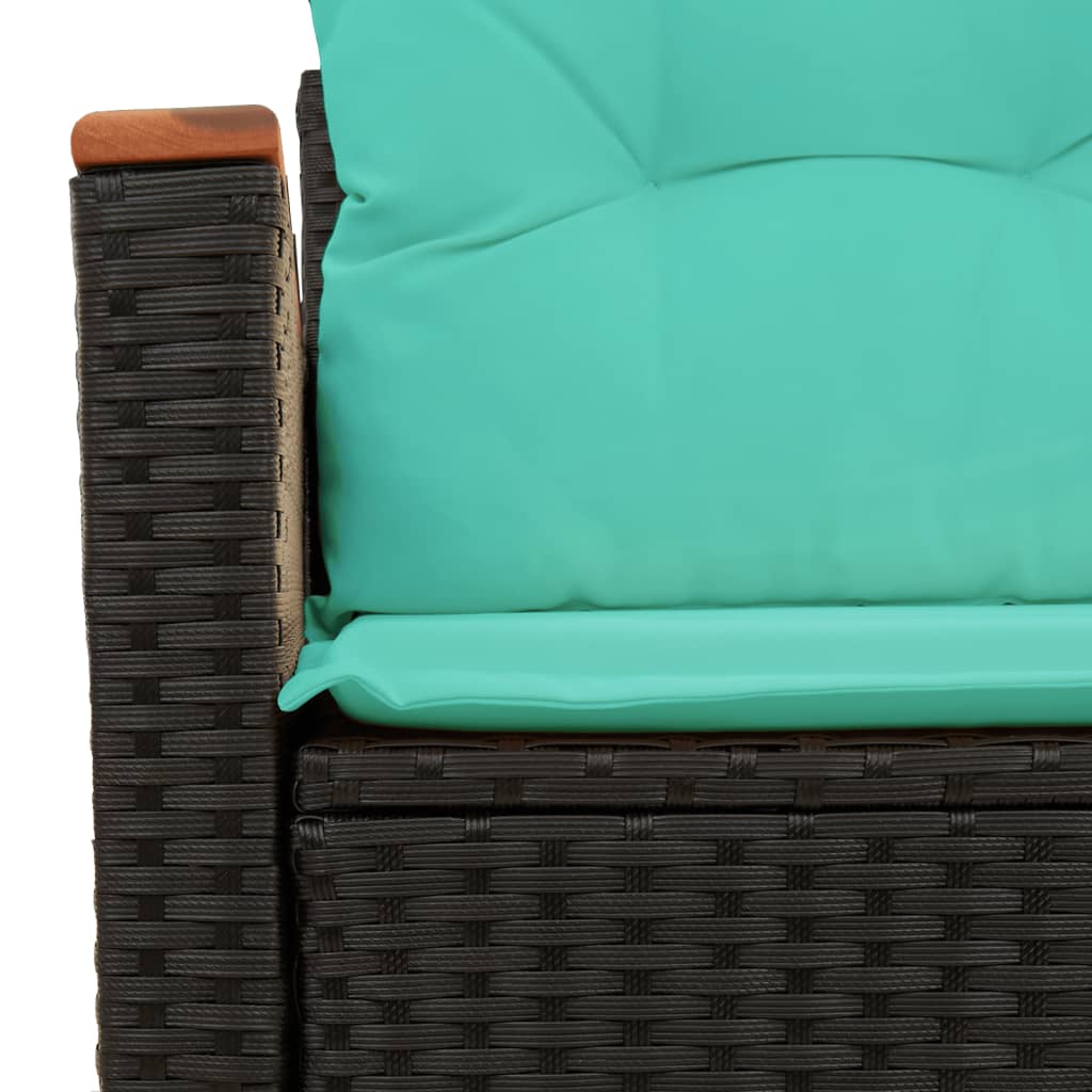 vidaXL Sofa ogrodowa z poduszkami 2-osobowa czarny polirattan