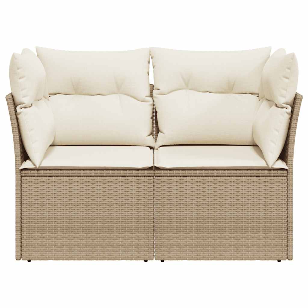 vidaXL Sofa ogrodowa z poduszkami, 2-osobowa, beż, polirattan