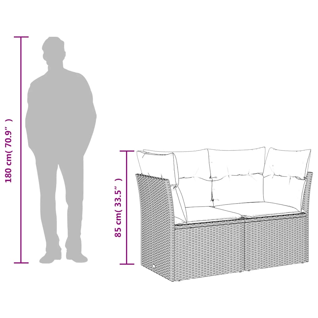 vidaXL Sofa ogrodowa z poduszkami, 2-osobowa, beż, polirattan
