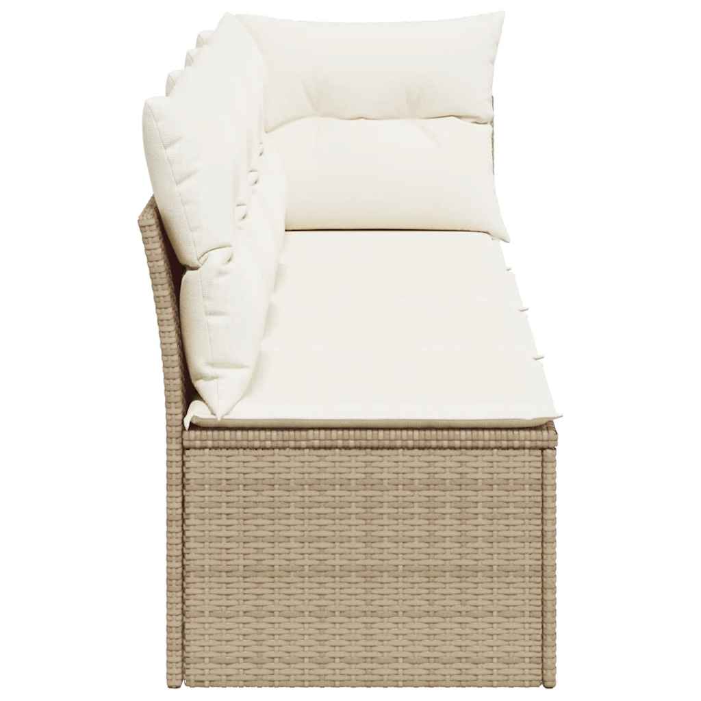 vidaXL Sofa ogrodowa z poduszkami, 4-osobowa, beż, polirattan