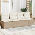 vidaXL Sofa ogrodowa z poduszkami, 4-osobowa, beż, polirattan