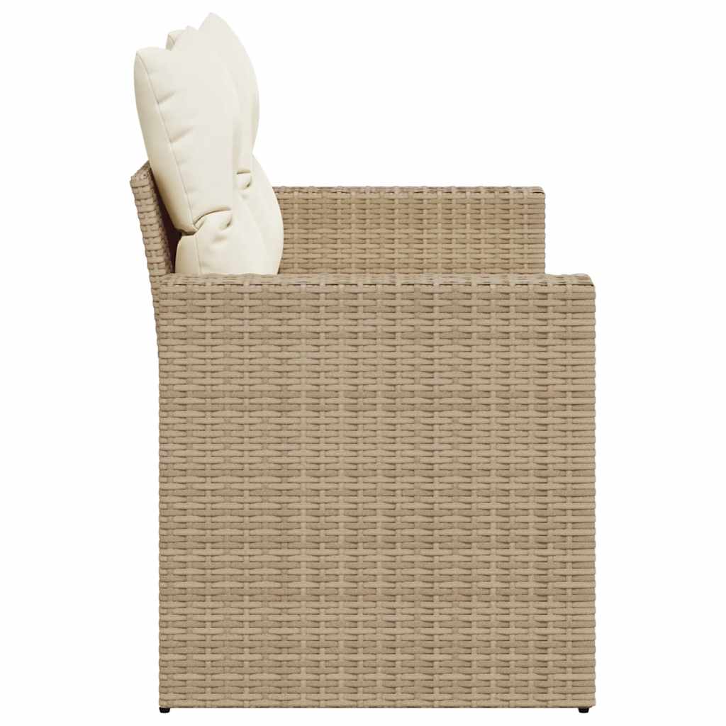 vidaXL Sofa ogrodowa z poduszkami, 2-osobowa, beż, polirattan