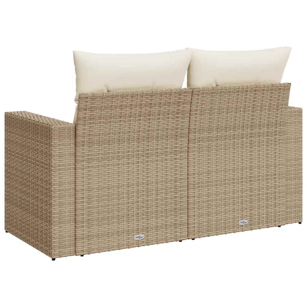 vidaXL Sofa ogrodowa z poduszkami, 2-osobowa, beż, polirattan