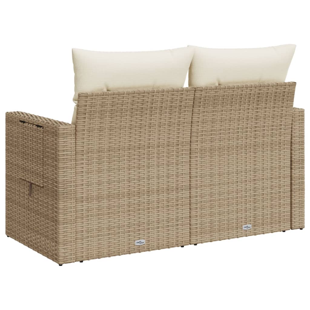 vidaXL Sofa ogrodowa z poduszkami, 2-osobowa, beż, polirattan