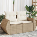 vidaXL Sofa ogrodowa z poduszkami, 2-osobowa, beż, polirattan