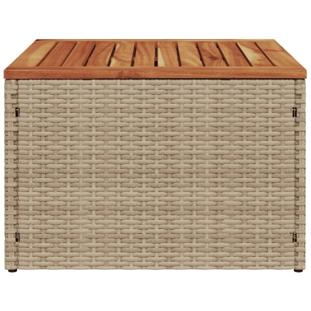 vidaXL Stół ogrodowy, beżowy 55x55x37 cm, rattan PE i drewno akacjowe