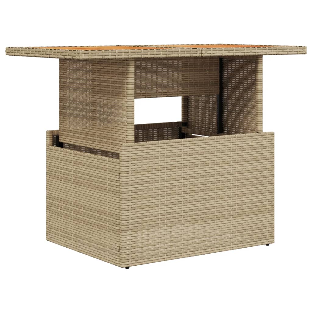 vidaXL Stół ogrodowy, beżowy, 100x55x73 cm, polirattan i akacja