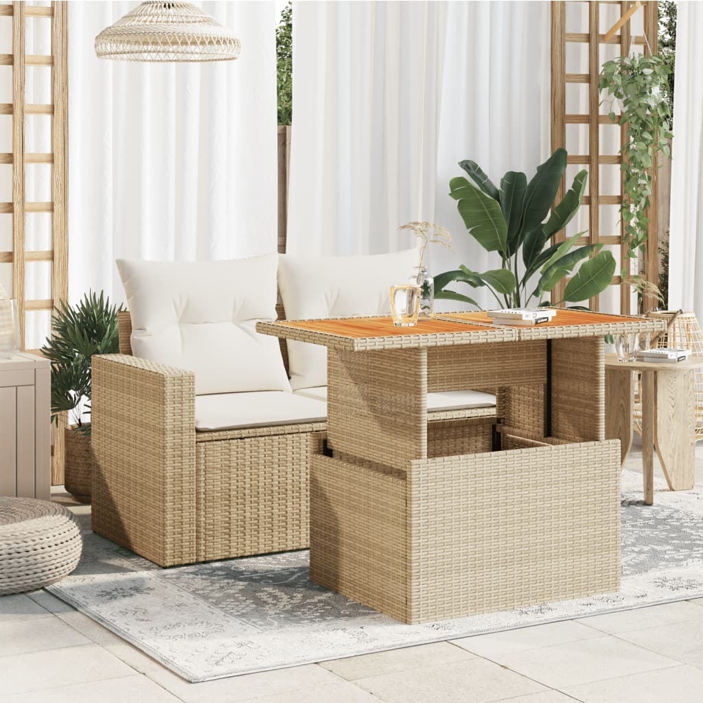 vidaXL Stół ogrodowy, beżowy, 100x55x73 cm, polirattan i akacja