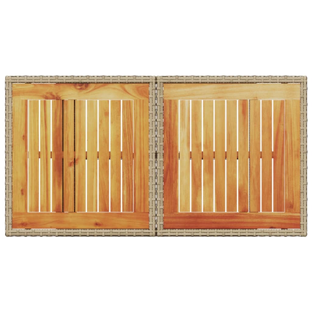 vidaXL Stół ogrodowy, beżowy, 100x55x73 cm, polirattan i akacja
