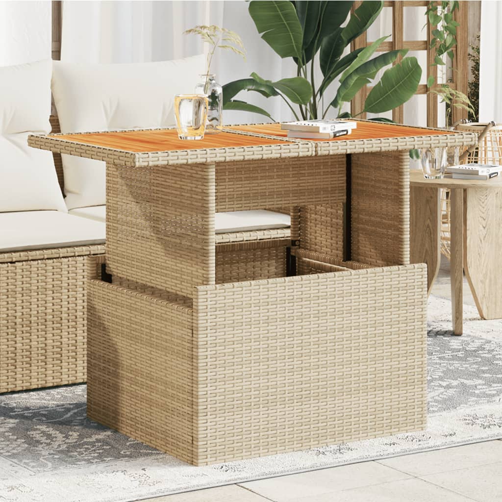vidaXL Stół ogrodowy, beżowy, 100x55x73 cm, polirattan i akacja