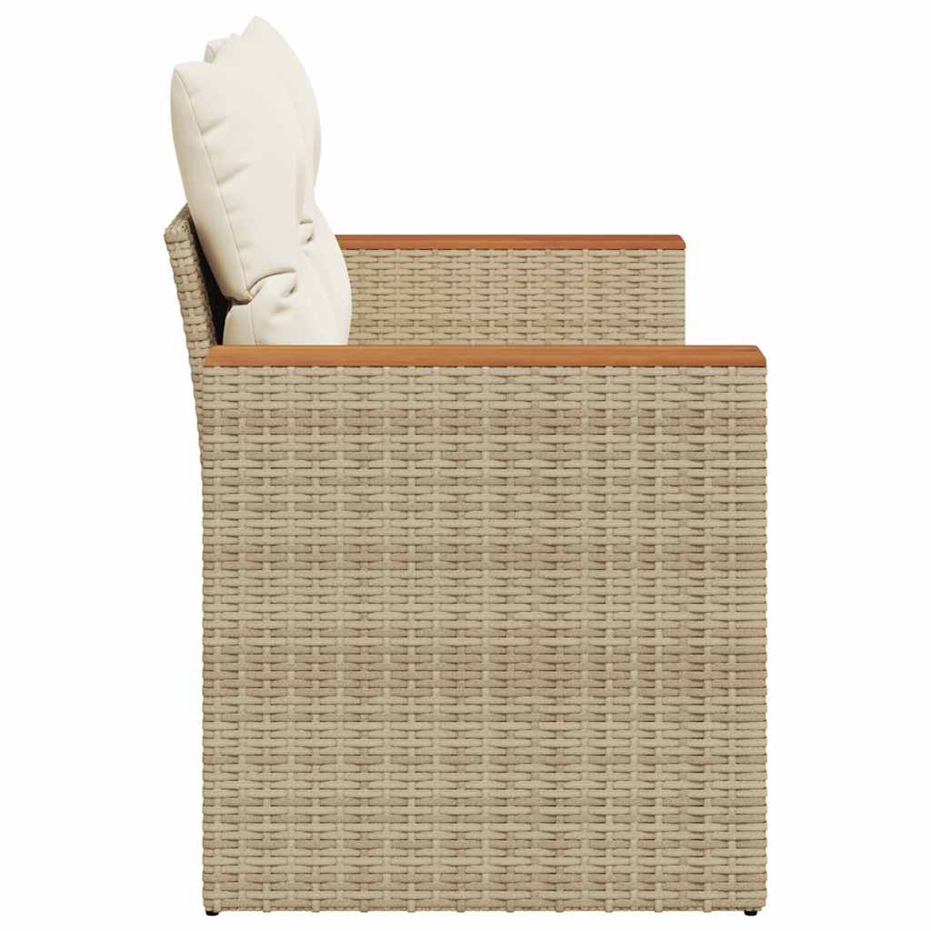 vidaXL Sofa ogrodowa z poduszkami, 2-osobowa, beż, polirattan