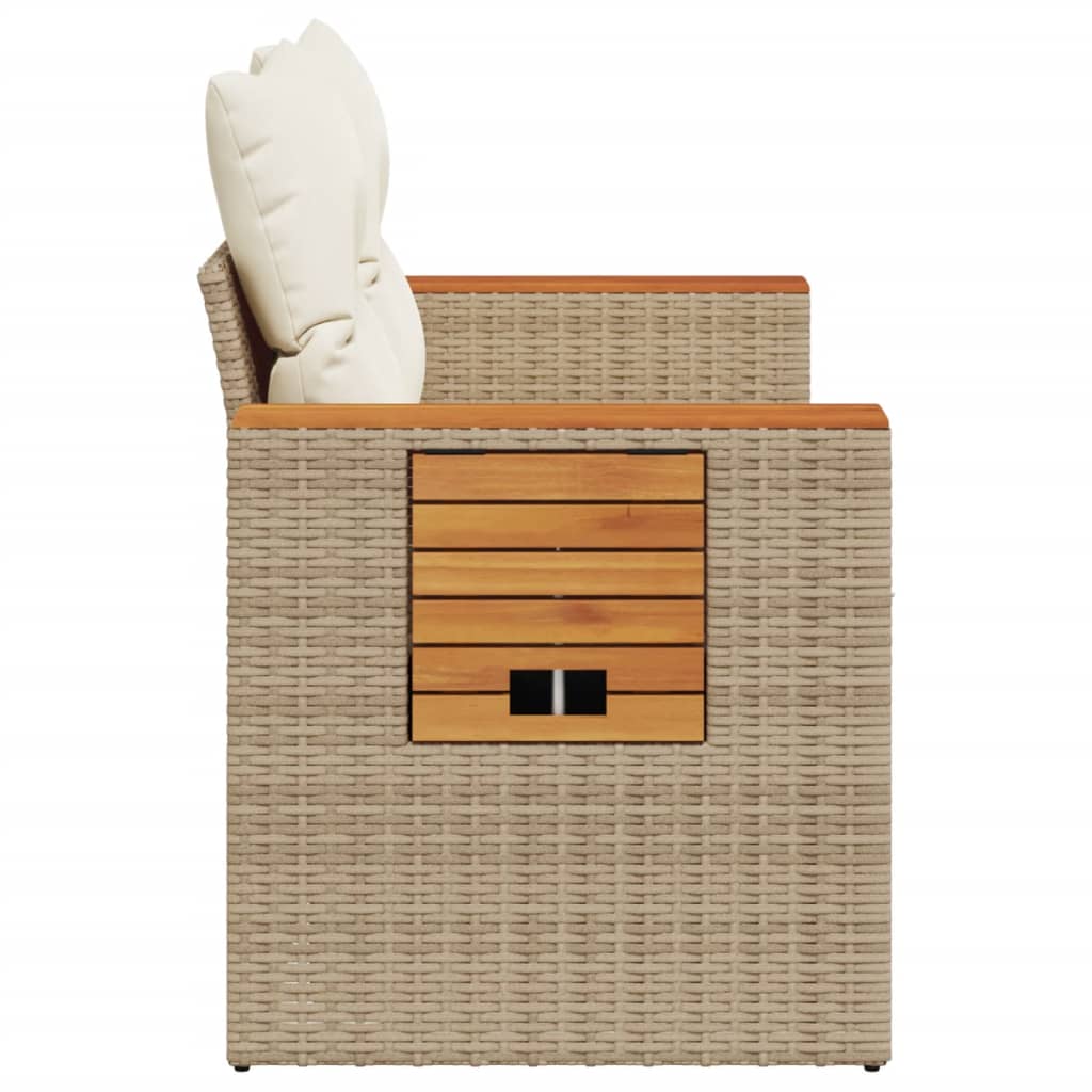 vidaXL Sofa ogrodowa z poduszkami, 2-osobowa, beż, polirattan