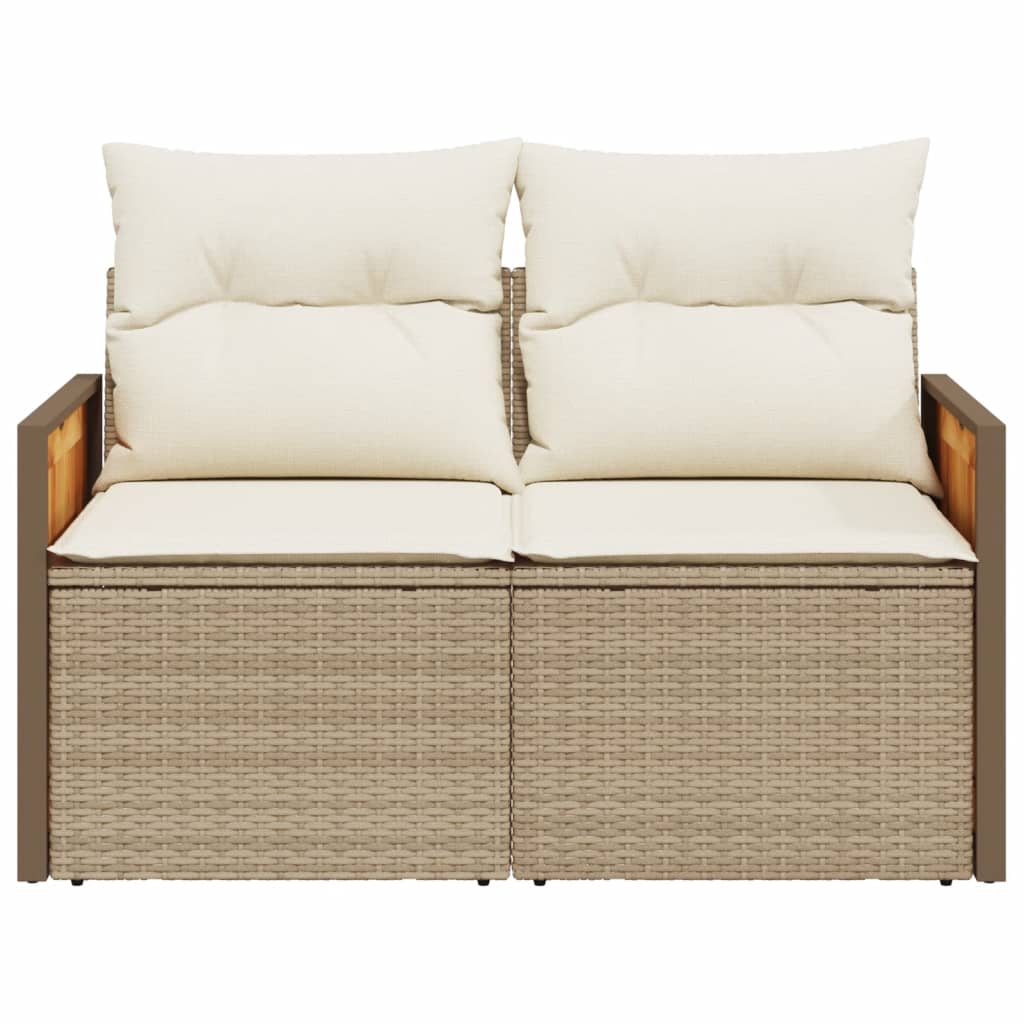 vidaXL Sofa ogrodowa z poduszkami, 2-osobowa, beż, polirattan