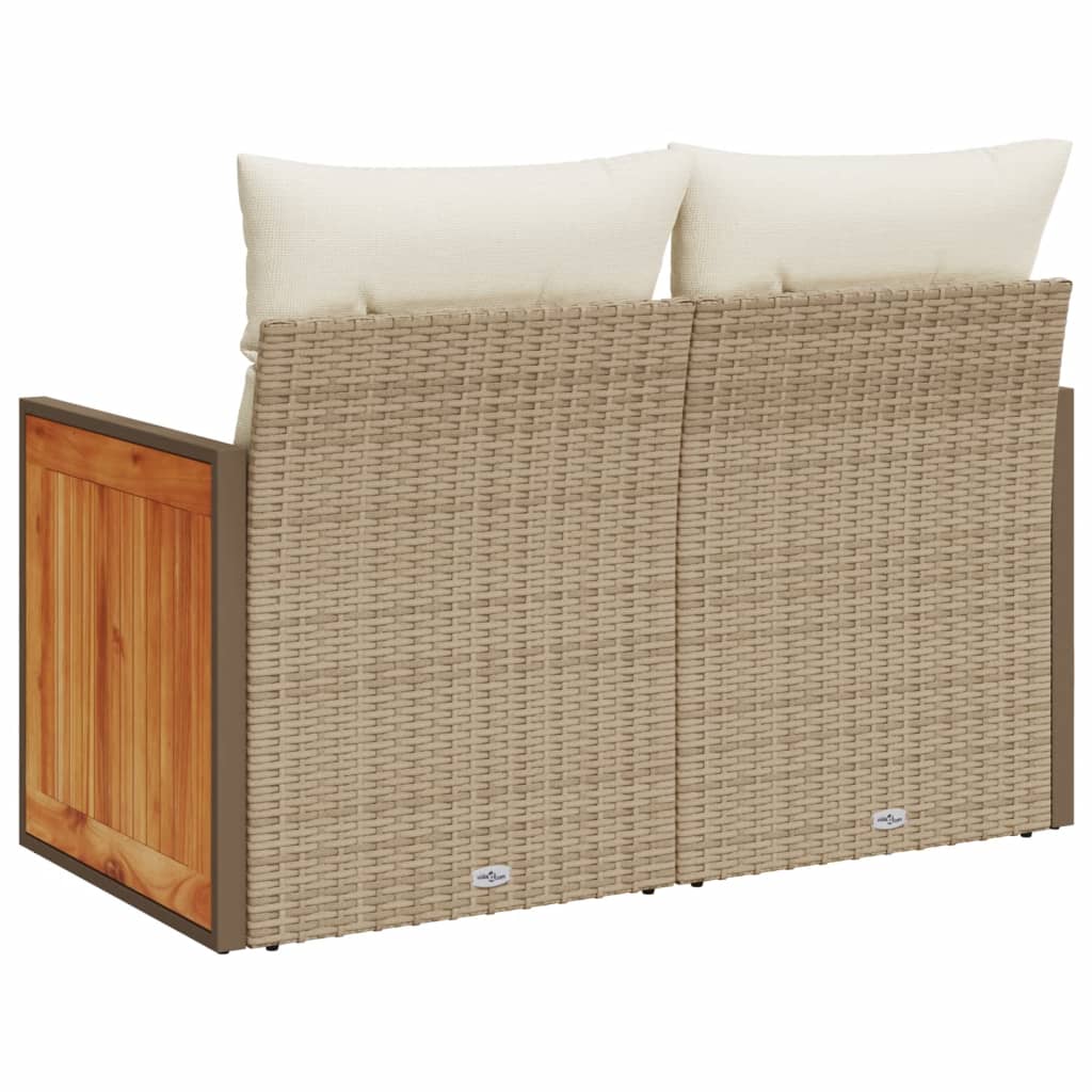 vidaXL Sofa ogrodowa z poduszkami, 2-osobowa, beż, polirattan