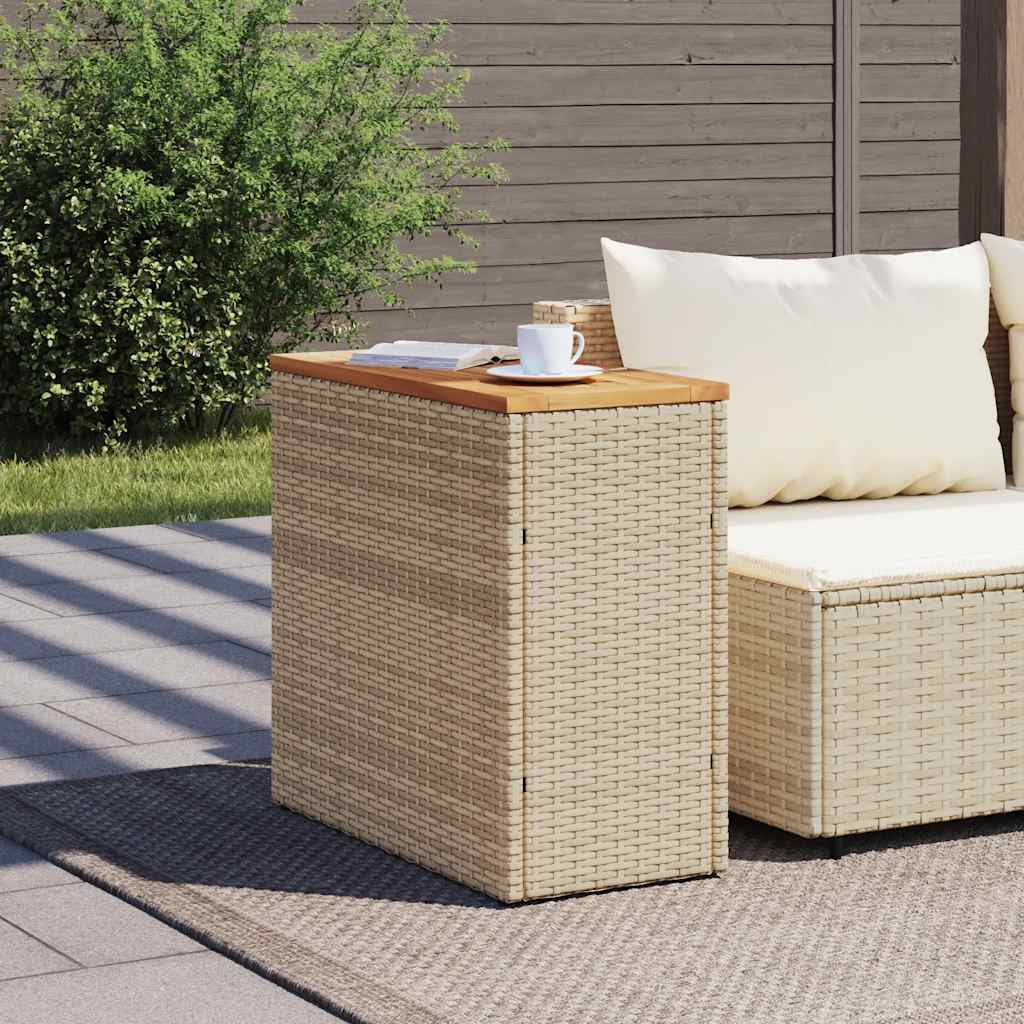 vidaXL Stolik ogrodowy z drewnianym blatem, beżowy, 58x27,5x55 cm