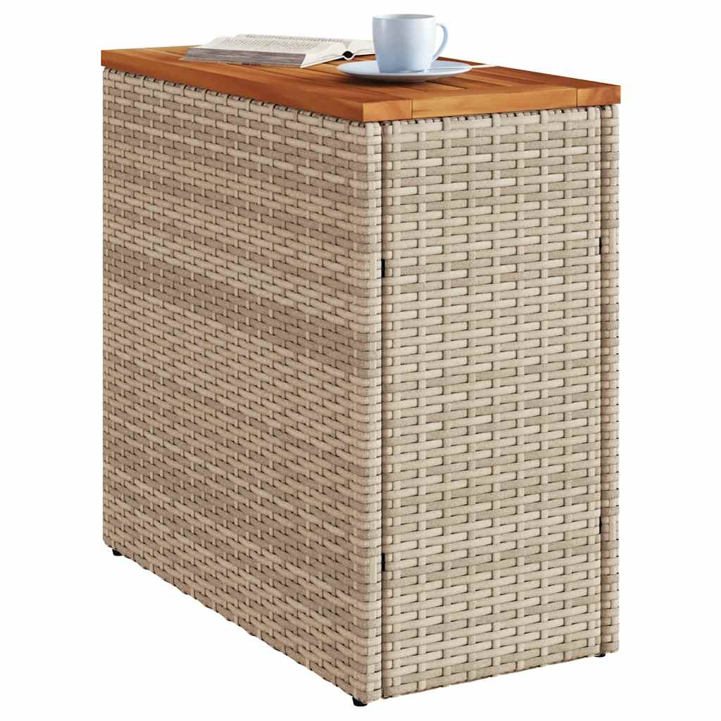 vidaXL Stolik ogrodowy z drewnianym blatem, beżowy, 58x27,5x55 cm