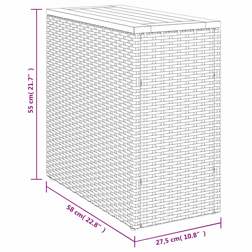 vidaXL Stolik ogrodowy z drewnianym blatem, beżowy, 58x27,5x55 cm