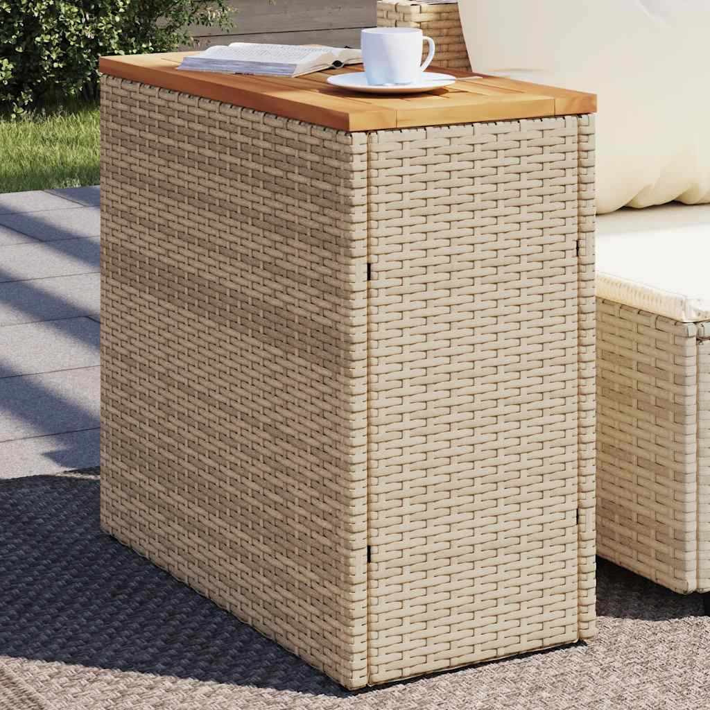 vidaXL Stolik ogrodowy z drewnianym blatem, beżowy, 58x27,5x55 cm