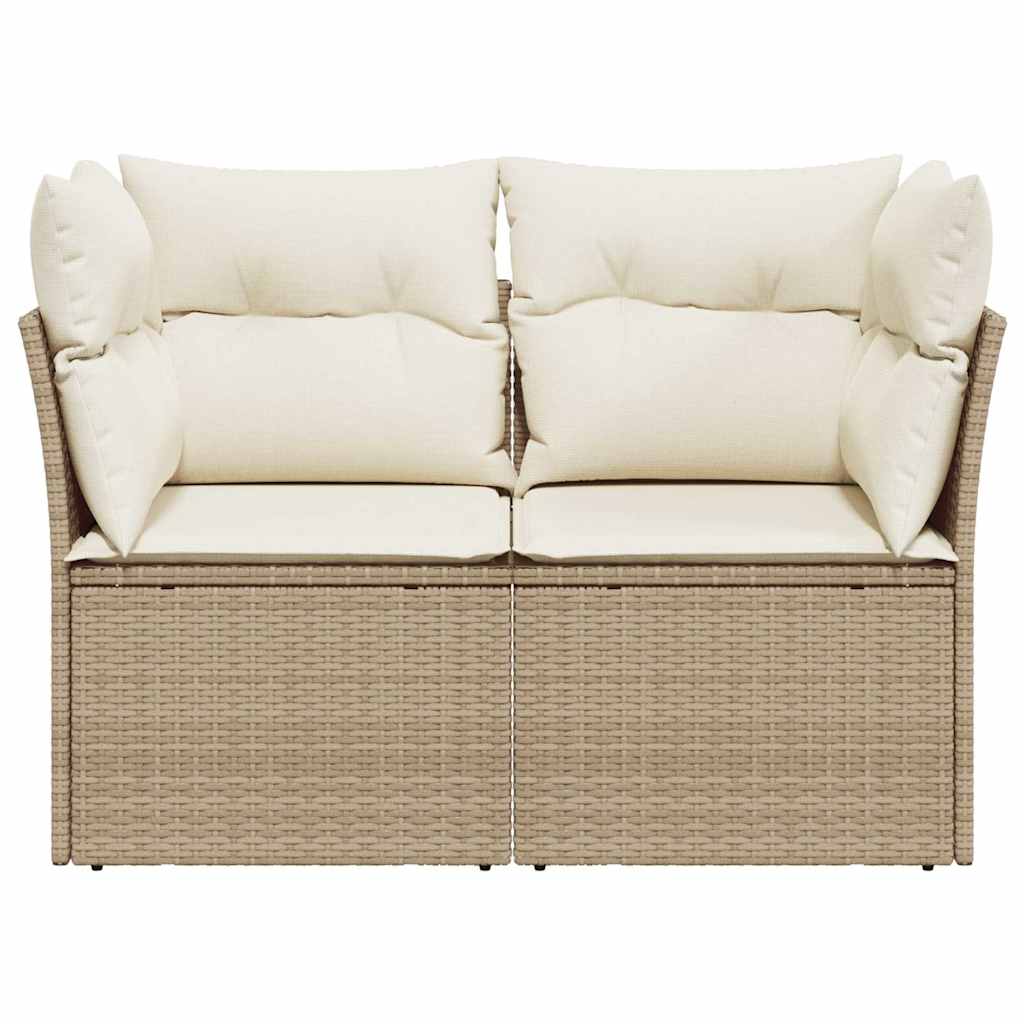 vidaXL Sofa ogrodowa z poduszkami, 2-osobowa, beż, polirattan