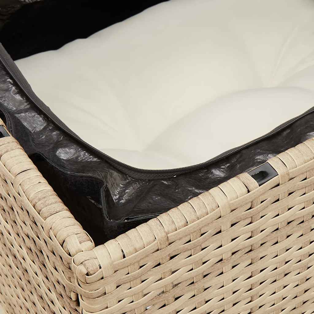 vidaXL Sofa ogrodowa z poduszkami, 2-osobowa, beż, polirattan