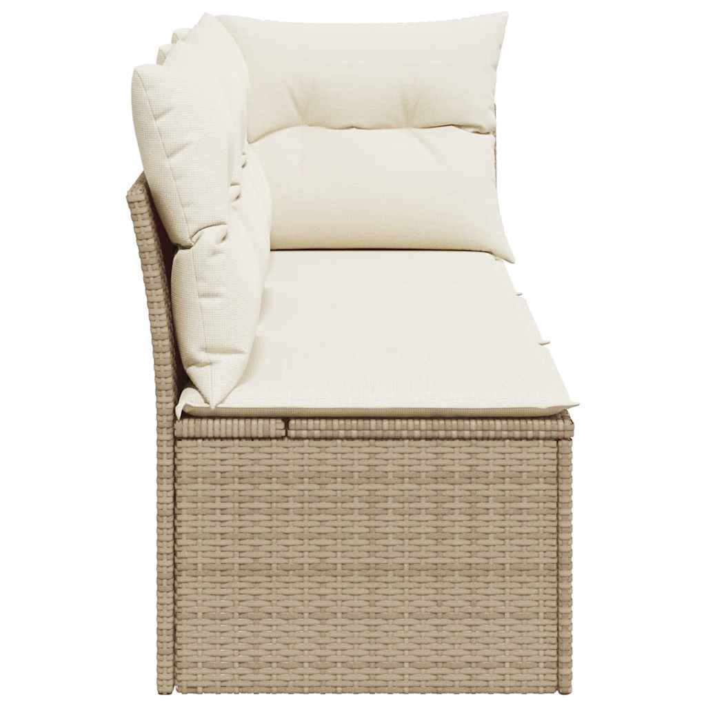 vidaXL Sofa ogrodowa z poduszkami, 3-osobowa, beżowa, polirattan
