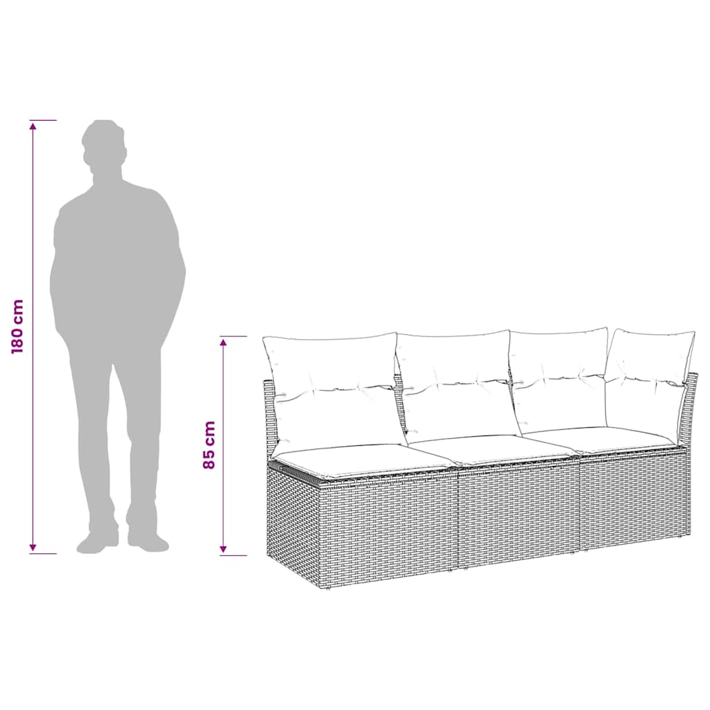 vidaXL Sofa ogrodowa z poduszkami, 3-osobowa, beżowa, polirattan