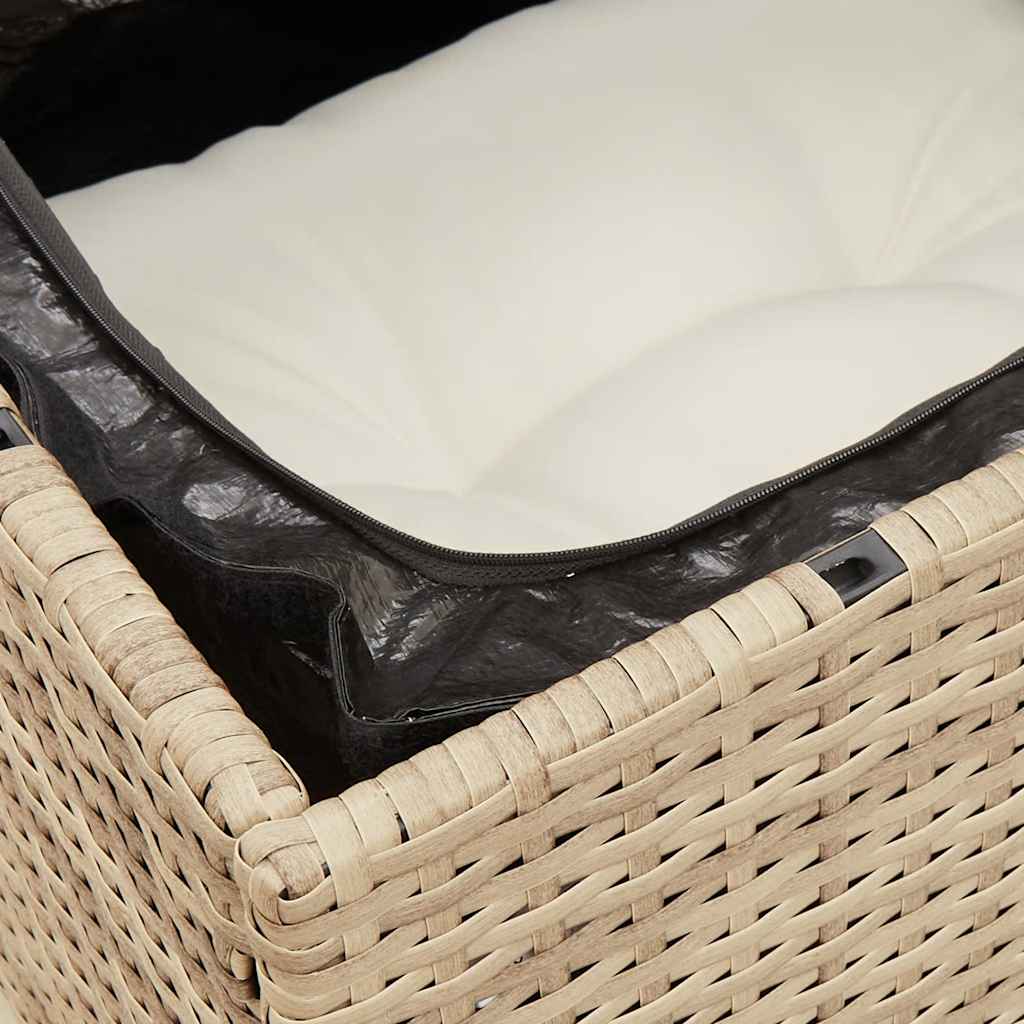 vidaXL Sofa ogrodowa z poduszkami, 3-osobowa, beżowa, polirattan